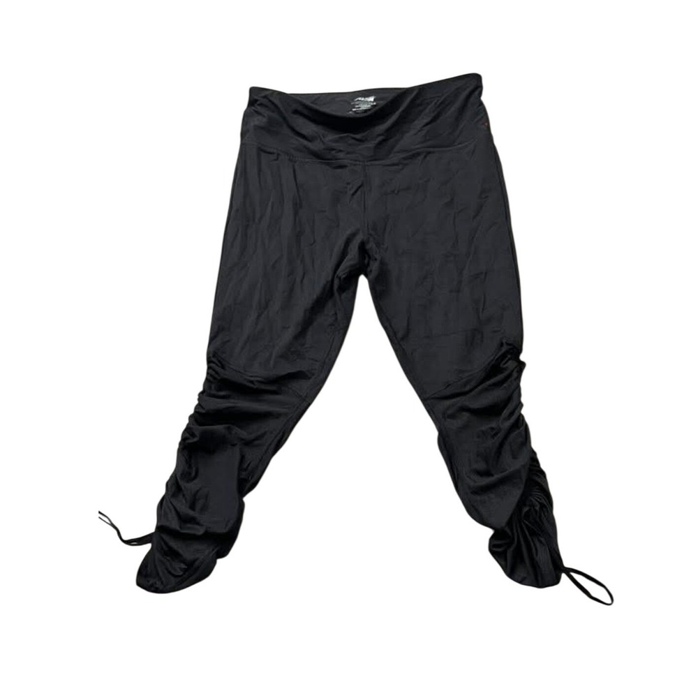 Avia Black Ruched Crop Leggings Adjustable Drawstring Yoga Pants Large